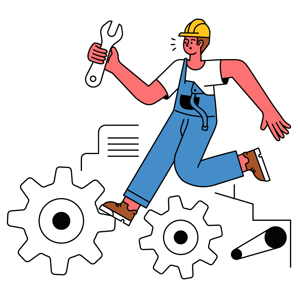 illustration d'une personne réalisant une operation de maintenance sur un site wordpress